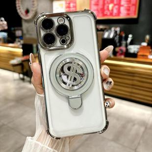 For iPhone 13 Pro Max Space MagSafe Holder Phone Case with Lens Film(Titanium Grey)