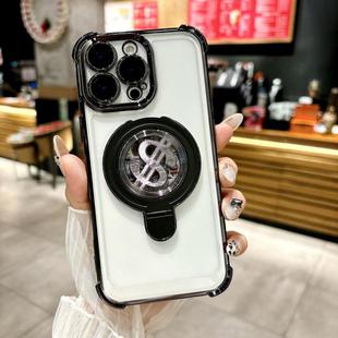 For iPhone 13 Pro Max Space MagSafe Holder Phone Case with Lens Film(Black)