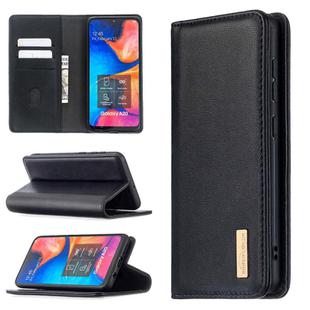 For Samsung Galaxy A20 & A30 2 in 1 Detachable Magnetic Horizontal Flip Genuine Leather Case with Holder & Card Slots & Wallet(Black)
