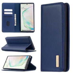 For Samsung Galaxy Note10+ 2 in 1 Detachable Magnetic Horizontal Flip Genuine Leather Case with Holder & Card Slots & Wallet(Blue)