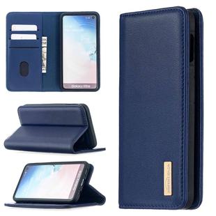 For Samsung Galaxy S10e 2 in 1 Detachable Magnetic Horizontal Flip Genuine Leather Case with Holder & Card Slots & Wallet(Blue)