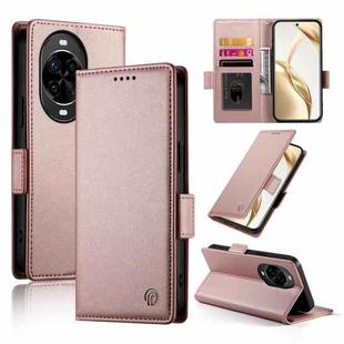 For Huawei nova 14 Pro Side Buckle Magnetic Frosted Leather Phone Case(Rose Gold)
