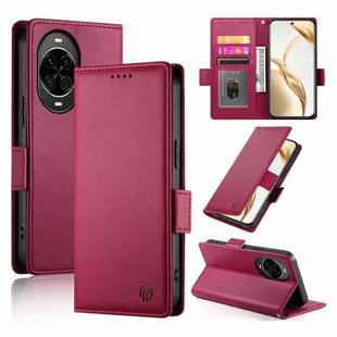 For Huawei nova 14 Side Buckle Magnetic Frosted Leather Phone Case(Wine Red)