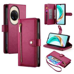 For Huawei nova 14 Ultra Nine Card-slot Zipper Wallet Bag Leather Phone Case(Red)