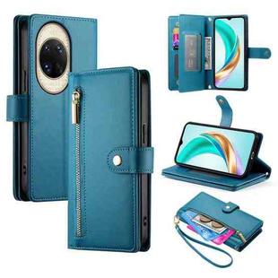 For Huawei nova 14 Ultra Nine Card-slot Zipper Wallet Bag Leather Phone Case(Blue)