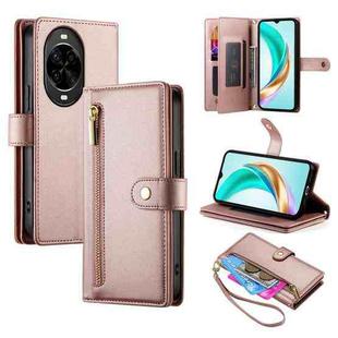 For Huawei nova 14 Pro Nine Card-slot Zipper Wallet Bag Leather Phone Case(Pink)