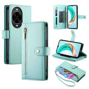 For Huawei nova 14 Pro Nine Card-slot Zipper Wallet Bag Leather Phone Case(Mint Green)