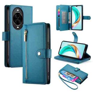 For Huawei nova 14 Pro Nine Card-slot Zipper Wallet Bag Leather Phone Case(Blue)