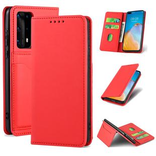For Huawei P40 Pro Strong Magnetism Liquid Feel Horizontal Flip Leather Case with Holder & Card Slots & Wallet(Red)