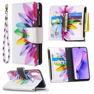 For OPPO A31 (2020) Colored Drawing Pattern Zipper Horizontal Flip Leather Case with Holder & Card Slots & Wallet(Sun Flower)