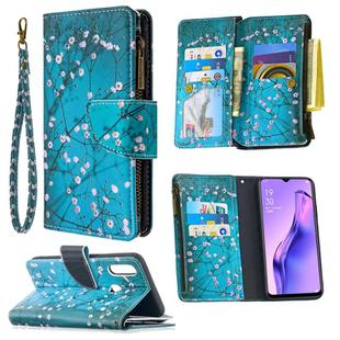 For OPPO A31 (2020) Colored Drawing Pattern Zipper Horizontal Flip Leather Case with Holder & Card Slots & Wallet(Plum Blossom)