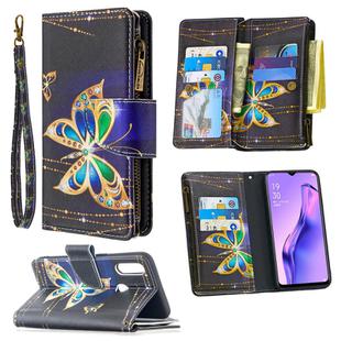 For OPPO A31 (2020) Colored Drawing Pattern Zipper Horizontal Flip Leather Case with Holder & Card Slots & Wallet(Big Butterfly)