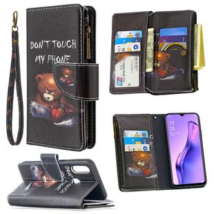 For OPPO A31 (2020) Colored Drawing Pattern Zipper Horizontal Flip Leather Case with Holder & Card Slots & Wallet(Bear)