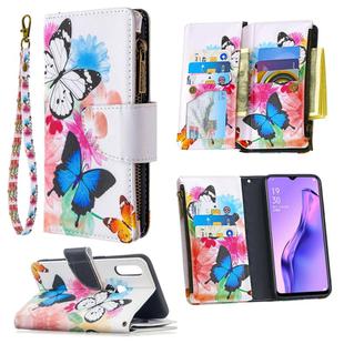For OPPO A31 (2020) Colored Drawing Pattern Zipper Horizontal Flip Leather Case with Holder & Card Slots & Wallet(Two Butterflies)