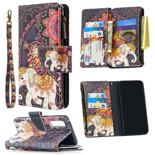 For OPPO Find X2 Neo / OPPO Reno 3 Pro Colored Drawing Pattern Zipper Horizontal Flip Leather Case with Holder & Card Slots & Wallet(Flower Elephants)