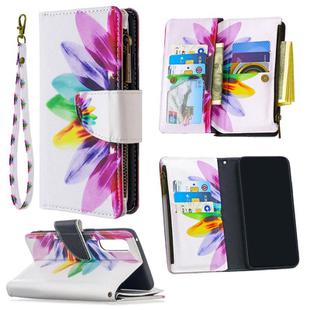 For OPPO Find X2 Neo / OPPO Reno 3 Pro Colored Drawing Pattern Zipper Horizontal Flip Leather Case with Holder & Card Slots & Wallet(Sun Flower)