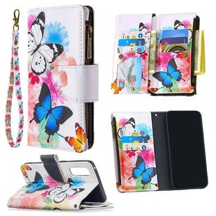 For OPPO Find X2 Neo / OPPO Reno 3 Pro Colored Drawing Pattern Zipper Horizontal Flip Leather Case with Holder & Card Slots & Wallet(Two Butterflies)