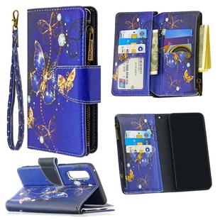 For OPPO Find X2 Neo / OPPO Reno 3 Pro Colored Drawing Pattern Zipper Horizontal Flip Leather Case with Holder & Card Slots & Wallet(Purple Butterfly)