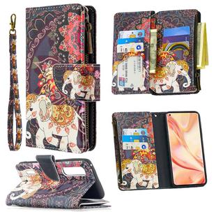 For OPPO Find S2 Pro Colored Drawing Pattern Zipper Horizontal Flip Leather Case with Holder & Card Slots & Wallet(Flower Elephants)