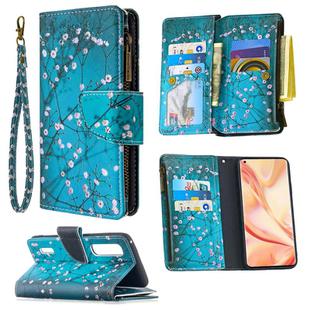 For OPPO Find S2 Pro Colored Drawing Pattern Zipper Horizontal Flip Leather Case with Holder & Card Slots & Wallet(Plum Blossom)