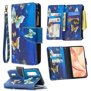 For OPPO Find S2 Pro Colored Drawing Pattern Zipper Horizontal Flip Leather Case with Holder & Card Slots & Wallet(Gold Butterfly)
