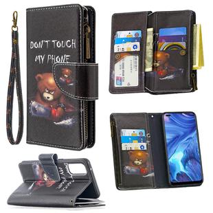 For OPPO Reno 4 5G Colored Drawing Pattern Zipper Horizontal Flip Leather Case with Holder & Card Slots & Wallet(Bear)