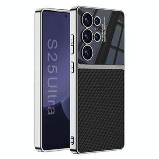 For Samsung Galaxy S25 Ultra 5G GKK Plating TPU + Leather Full Coverage Phone Case(Carbon Fibre)