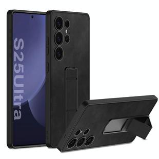 For Samsung Galaxy S25 Ultra 5G GKK Skin Feel Leather Fold Holder Phone Case(Black)