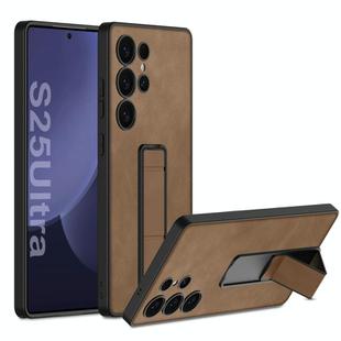 For Samsung Galaxy S25 Ultra 5G GKK Skin Feel Leather Fold Holder Phone Case(Brown)