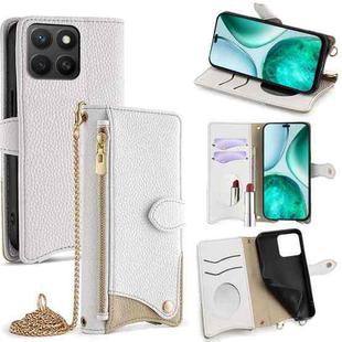 For Honor X8c 4G Global Crossbody Chain Fishtail Litchi Leather Phone Case(White)