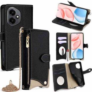 For Honor 400 Global 156.5mm Crossbody Chain Fishtail Litchi Leather Phone Case(Black)
