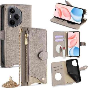 For Honor 400 Pro Global 160.8mm Crossbody Chain Fishtail Litchi Leather Phone Case(Grey)