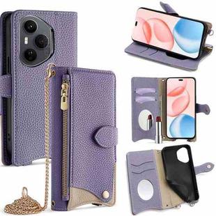 For Honor 400 Pro Global 160.8mm Crossbody Chain Fishtail Litchi Leather Phone Case(Purple)