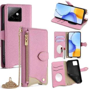 For Honor X60 GT Crossbody Chain Fishtail Litchi Leather Phone Case(Pink)