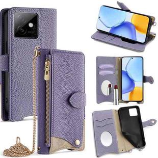 For Honor X60 GT Crossbody Chain Fishtail Litchi Leather Phone Case(Purple)