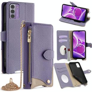 For Nokia G42 / G310 Crossbody Chain Fishtail Litchi Leather Phone Case(Purple)