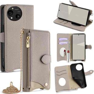 For Sharp Aquos R10 Crossbody Chain Fishtail Litchi Leather Phone Case(Grey)