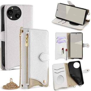 For Sharp Aquos R10 Crossbody Chain Fishtail Litchi Leather Phone Case(White)