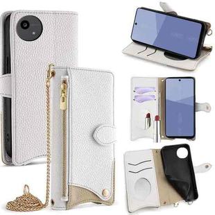 For Sharp Aquos wish5 Crossbody Chain Fishtail Litchi Leather Phone Case(White)