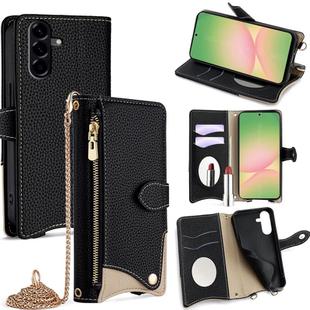 For Samsung Galaxy A56 5G Crossbody Chain Fishtail Litchi Leather Phone Case(Black)