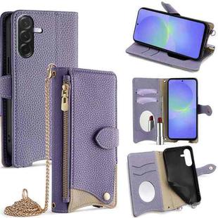 For Samsung Galaxy A36 5G Crossbody Chain Fishtail Litchi Leather Phone Case(Purple)