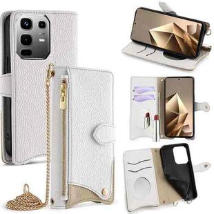 For Infinix Note 50 4G Crossbody Chain Fishtail Litchi Leather Phone Case(White)