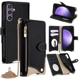 For Samsung Galaxy S23 FE 5G Crossbody Chain Fishtail Litchi Leather Phone Case(Black)