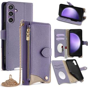 For Samsung Galaxy S23 FE 5G Crossbody Chain Fishtail Litchi Leather Phone Case(Purple)