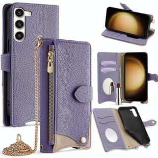 For Samsung Galaxy S23+ 5G Crossbody Chain Fishtail Litchi Leather Phone Case(Purple)