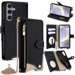 For Samsung Galaxy S24+ 5G Crossbody Chain Fishtail Litchi Leather Phone Case(Black)