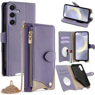 For Samsung Galaxy S24+ 5G Crossbody Chain Fishtail Litchi Leather Phone Case(Purple)