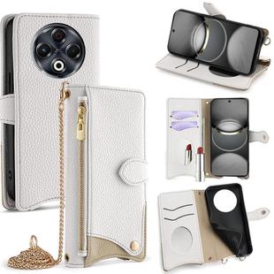 For Tecno Spark 30 4G Crossbody Chain Fishtail Litchi Leather Phone Case(White)