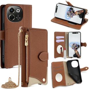 For Tecno Spark 30 5G / Pova 6 Neo 5G Crossbody Chain Fishtail Litchi Leather Phone Case(Brown)
