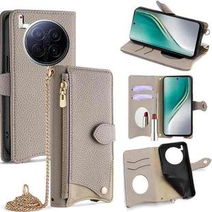 For Tecno Camon 40 Premier Crossbody Chain Fishtail Litchi Leather Phone Case(Grey)